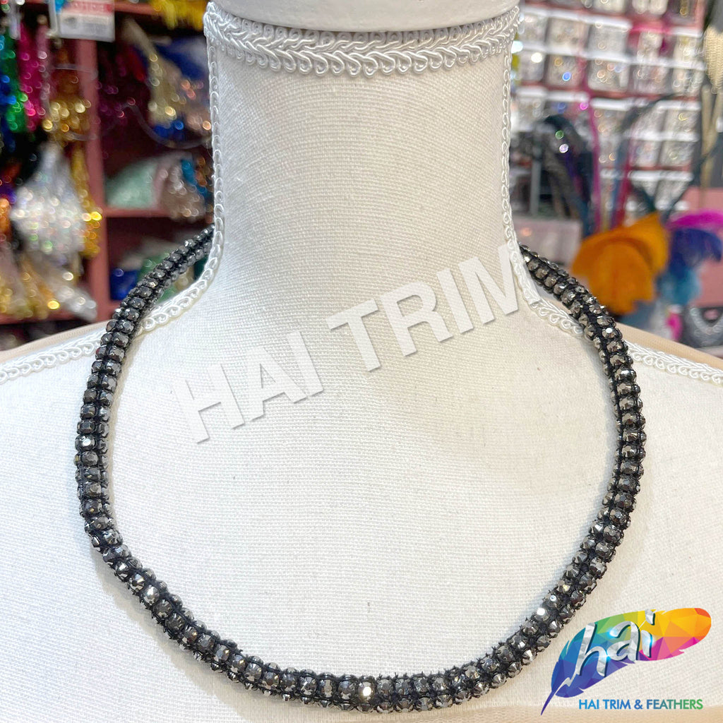 SALE! Gunmetal/Jet Hematite Rhinestone Rope Necklace, NEK-101 – Hai Trim &  Feathers